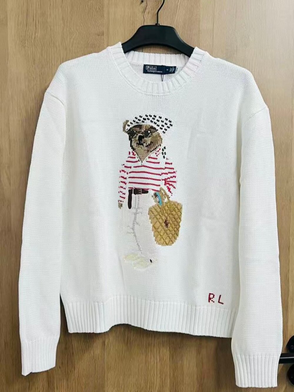White Ralph Lauren Polo Bear Knit Sweater